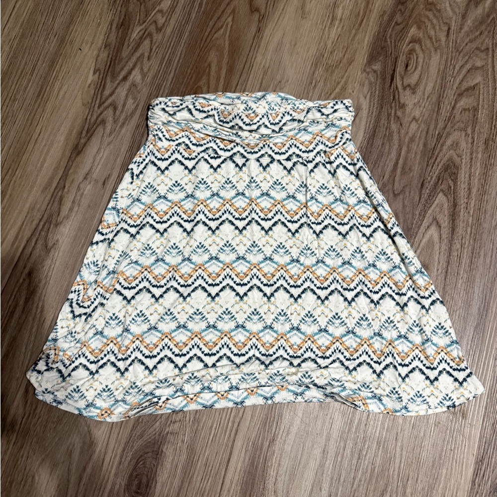 Maurices A-Line Skirt in Cream and Orange Pattern